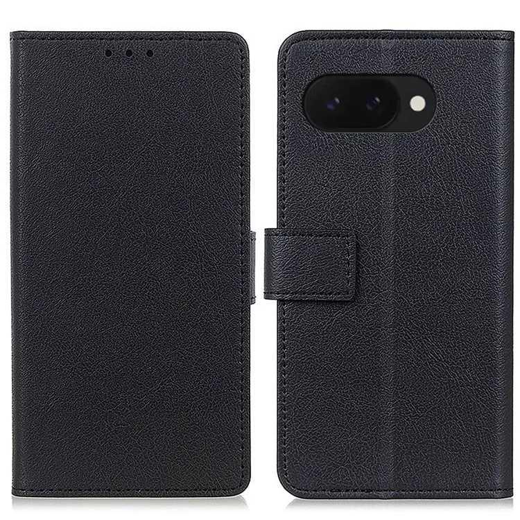 Чехол для Google Pixel 9a из искусственной кожи, с подставкой и бумажником - Черный