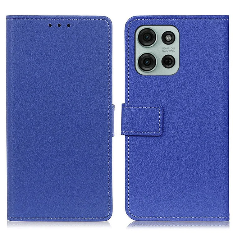 Capa para Motorola Moto G75 5G em couro PU com suporte e carteira - Azul