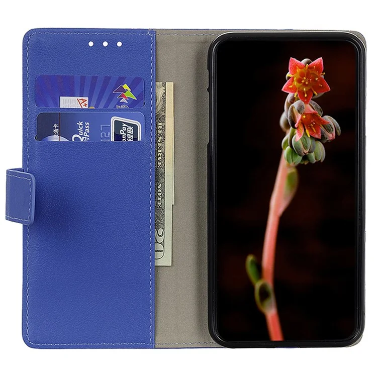Capa para Motorola Moto G75 5G em couro PU com suporte e carteira - Azul