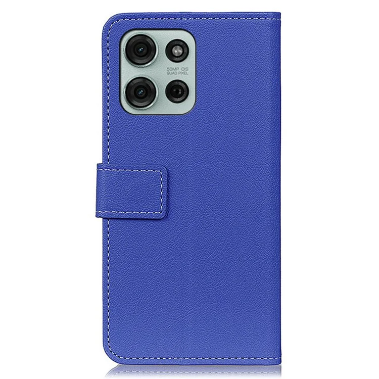 Capa para Motorola Moto G75 5G em couro PU com suporte e carteira - Azul