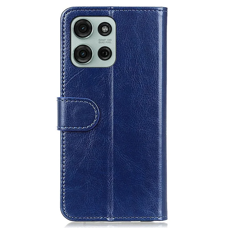 Capa para Motorola Moto G75 5G, textura de cavalo louco, capa de couro PU com suporte para celular - Azul