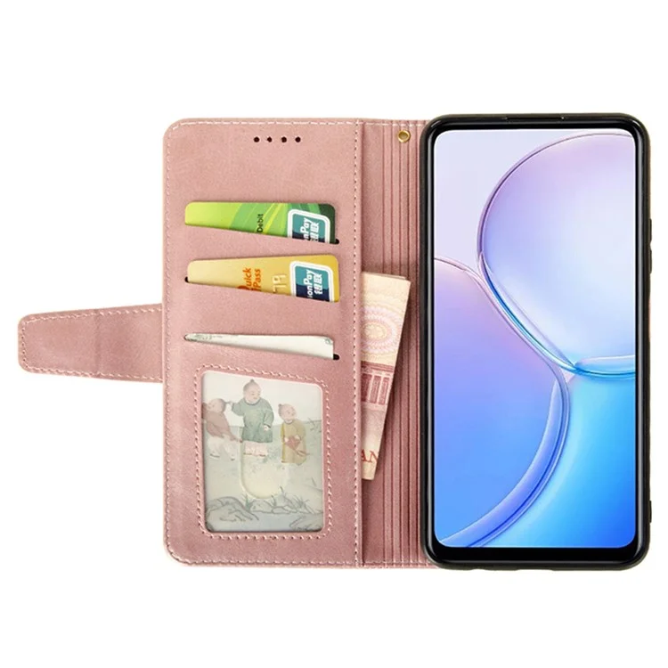 IDEWEI Custodia in pelle con portafoglio e supporto per Samsung Galaxy A56 - Texture vitello - Rosa