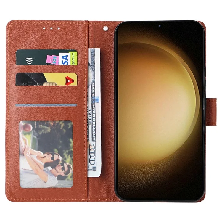 Per Samsung Galaxy S25+ / S24+ Custodia Wallet Stand View Custodia in pelle PU - Marrone