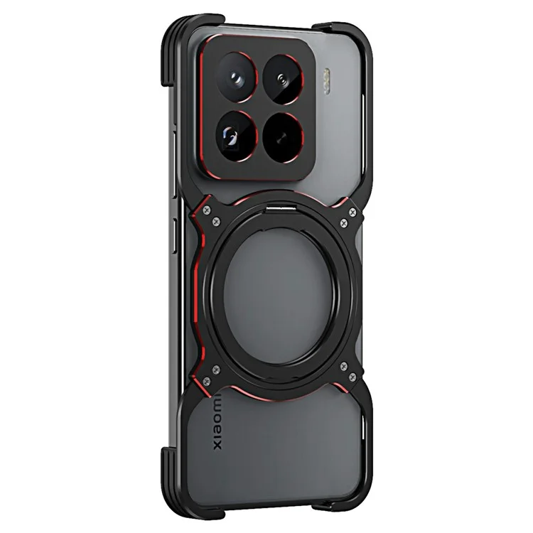 Für Xiaomi 15 Pro Kickstand Case Metallstoßfänger Magnetische Handyhülle - Schwarz / Rot