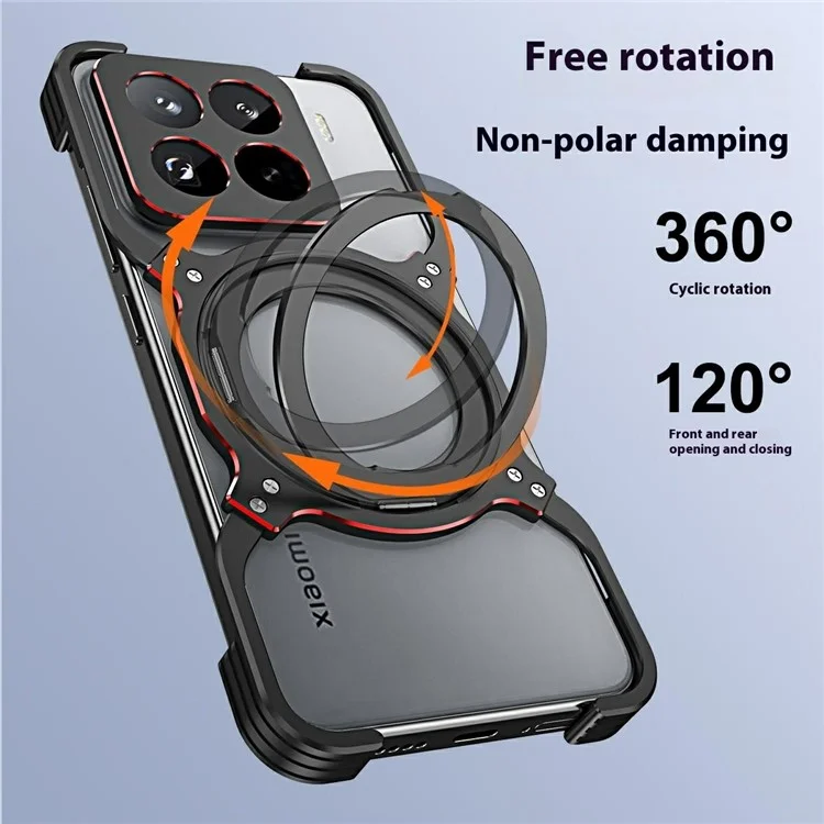 Für Xiaomi 15 Pro Kickstand Case Metallstoßfänger Magnetische Handyhülle - Schwarz / Rot