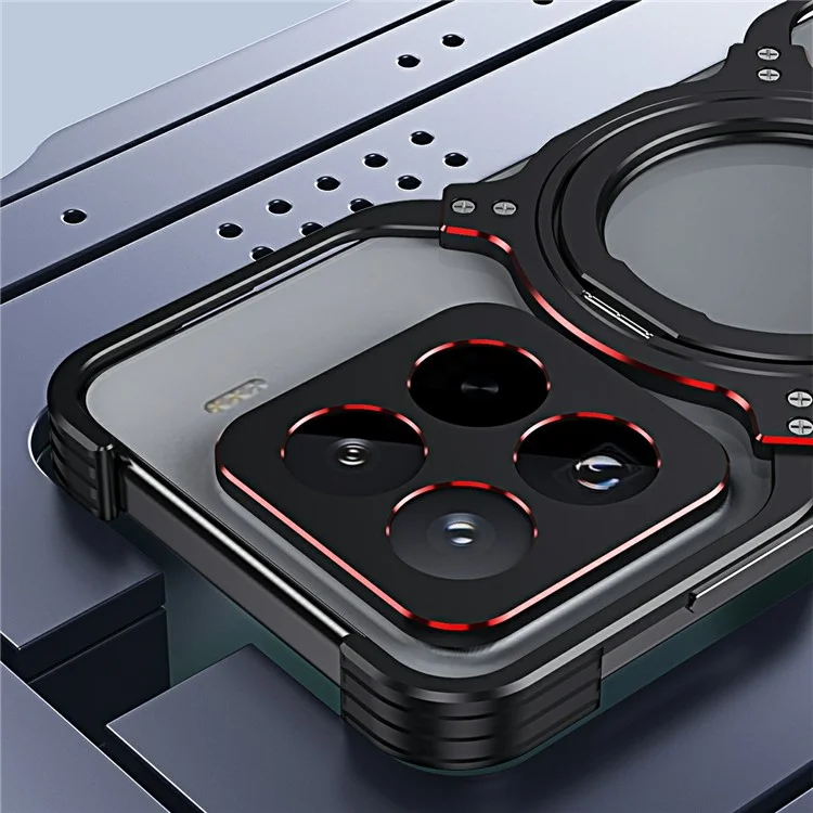 Für Xiaomi 15 Pro Kickstand Case Metallstoßfänger Magnetische Handyhülle - Schwarz / Rot