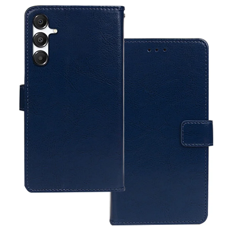 Étui pour Samsung Galaxy A36 5G IDEWEI avec logements pour cartes, support, couverture de téléphone en cuir, texture de cheval sauvage - Bleu