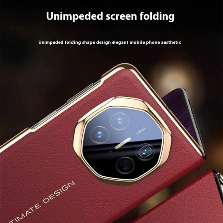Чехол для Huawei Mate X5 с видимым окном, из натуральной кожи - Красный