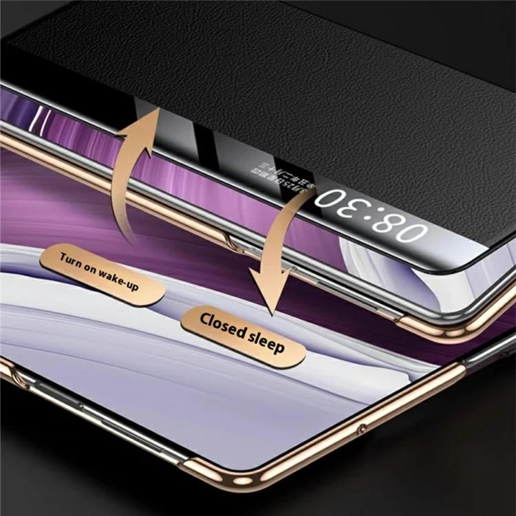 Чехол для Huawei Mate X5 с видимым окном, из натуральной кожи - Красный