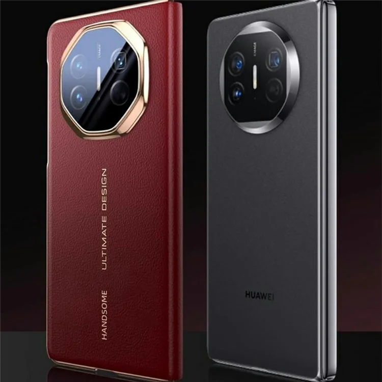 Чехол для Huawei Mate X5 с видимым окном, из натуральной кожи - Красный