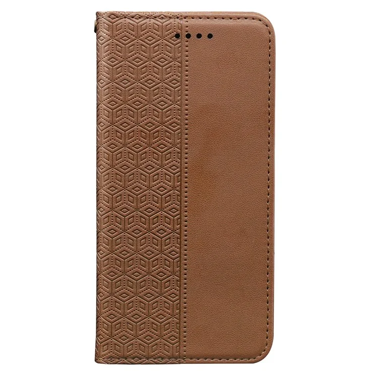 Für Samsung Galaxy A26 5G Wallet Phone Case Starke magnetische karierte Musterprägung Leder Flip Cover - Braun