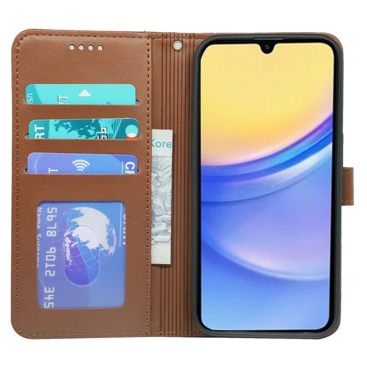 For Samsung Galaxy A26 5G Wallet Case Magnetic Snap Leather Phone Cover with Strap - Brown