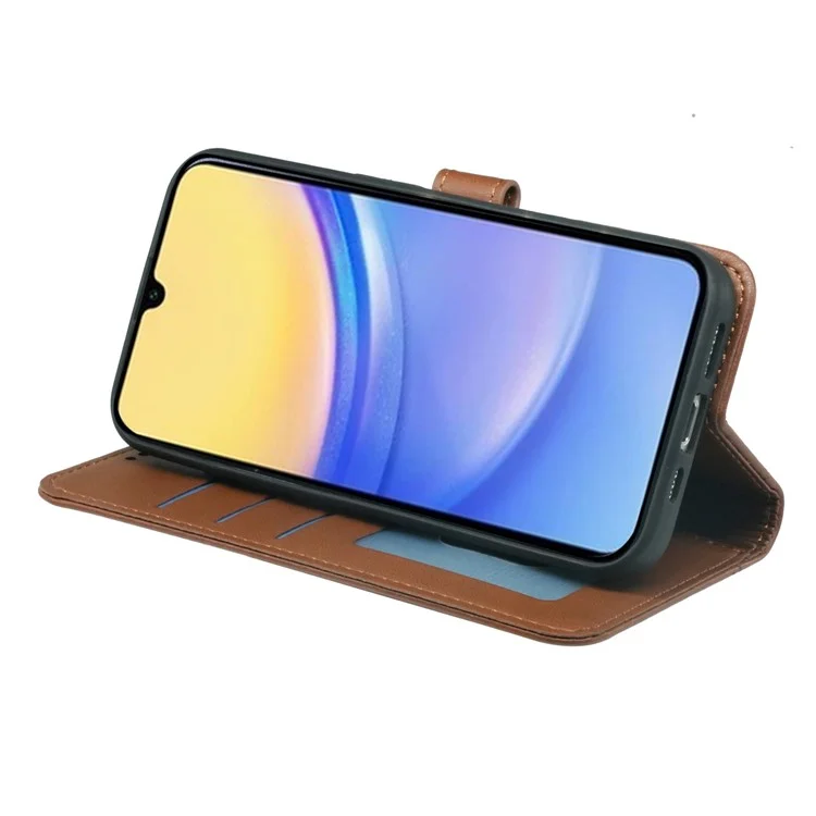For Samsung Galaxy A26 5G Wallet Case Magnetic Snap Leather Phone Cover with Strap - Brown