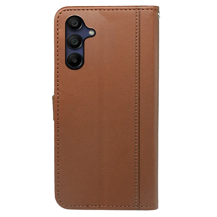 For Samsung Galaxy A26 5G Wallet Case Magnetic Snap Leather Phone Cover with Strap - Brown