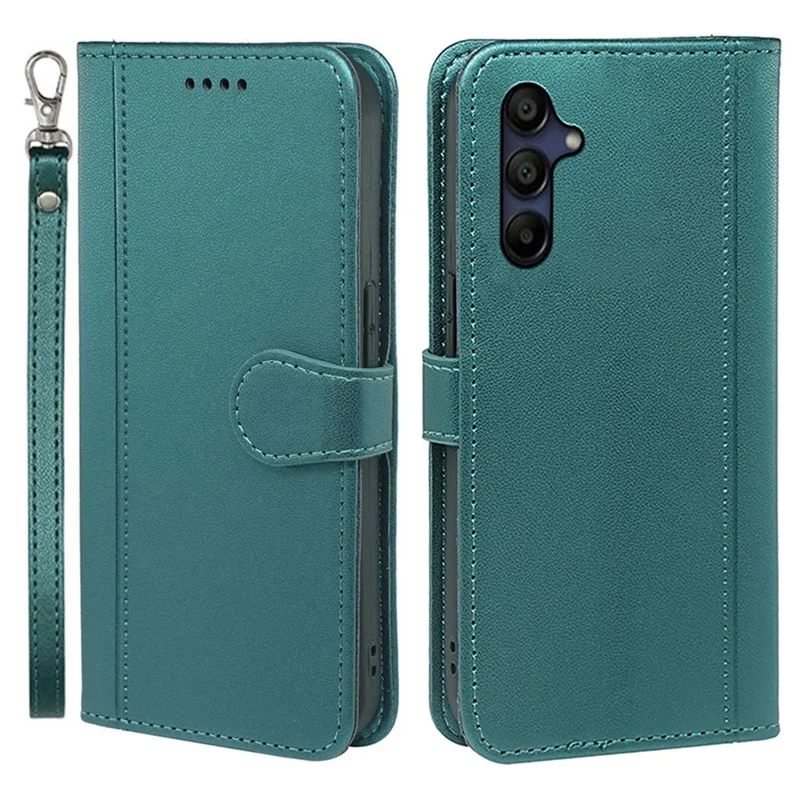 For Samsung Galaxy A26 5G Wallet Case Magnetic Snap Leather Phone Cover with Strap - Green