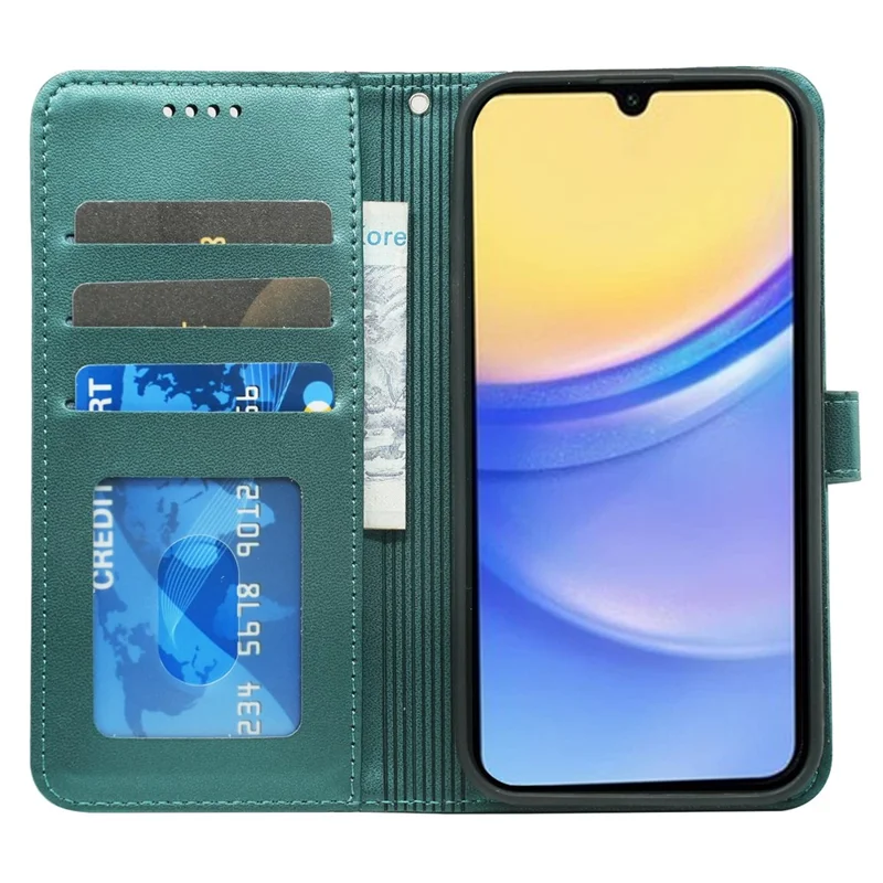 For Samsung Galaxy A26 5G Wallet Case Magnetic Snap Leather Phone Cover with Strap - Green