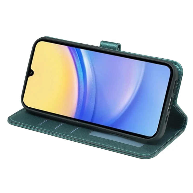 For Samsung Galaxy A26 5G Wallet Case Magnetic Snap Leather Phone Cover with Strap - Green