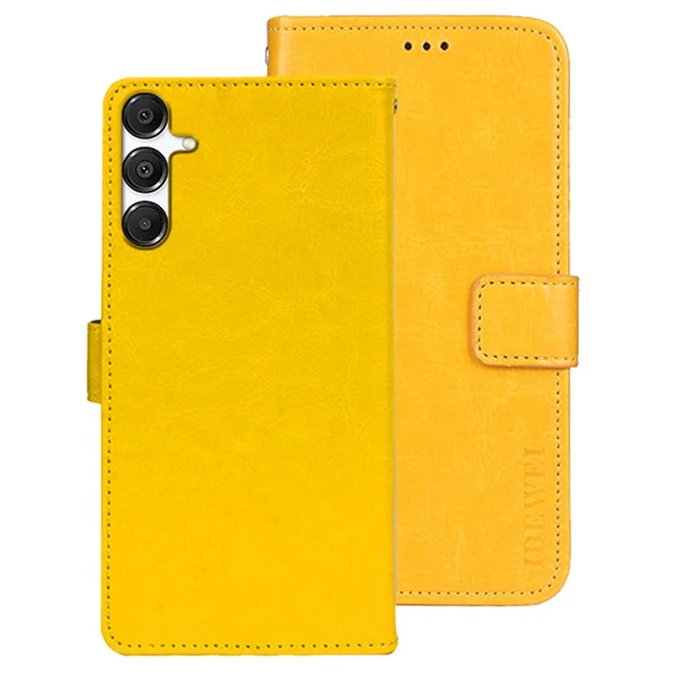 IDEWEI Verrücktes Pferd Textur Leder Handyhülle für Samsung Galaxy A26 5G mit Ständer - Gelb