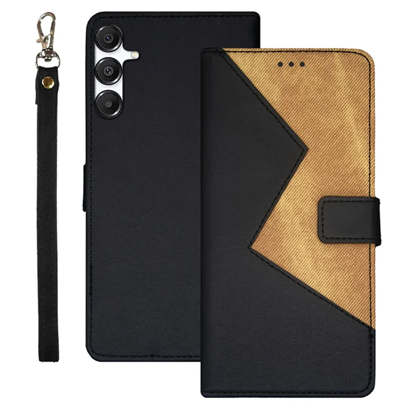 Capa para Samsung Galaxy A26 5G da IDEWEI, com slots para cartões, em couro com cores misturadas - Preta