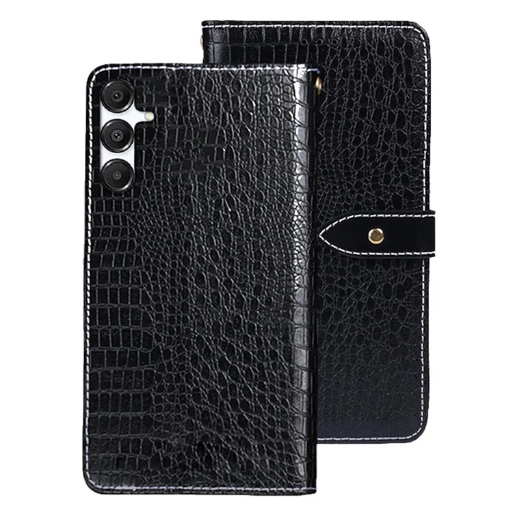 IDEWEI Custodia per Samsung Galaxy A26 5G, texture coccodrillo in pelle PU, cover a portafoglio per telefono - Nero