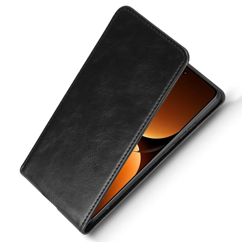 For Realme GT 7 Pro 5G Case with Card Slot Magnetic Vertical Flip Leather Phone Cover - Black