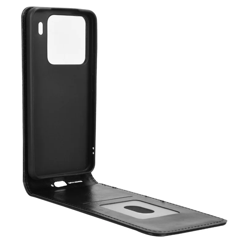 Xiaomi 15 Pro-taske med kortlomme, magnetisk vertikal flip-lædertaske - Sort