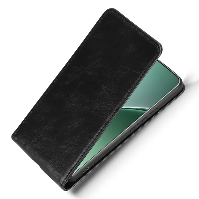 Xiaomi 15 hylster med kortplads, magnetisk vertikal flip læderet hylster - Sort