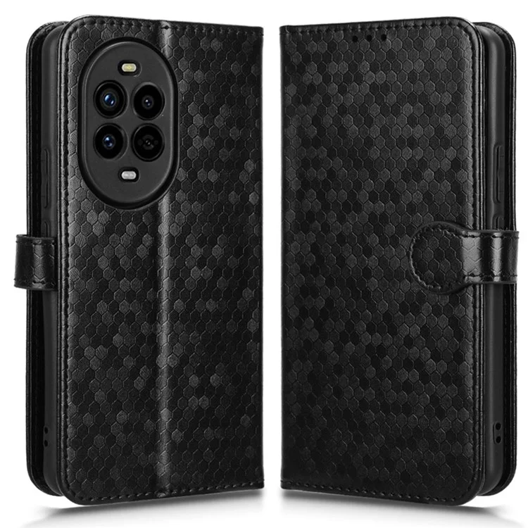 Für Huawei nova 13 Pro 5G Brieftasche Hülle Punktmuster Prägung PU Leder Handyhülle - Schwarz