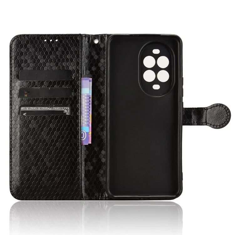 Für Huawei nova 13 Pro 5G Brieftasche Hülle Punktmuster Prägung PU Leder Handyhülle - Schwarz