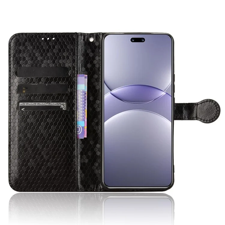 Für Huawei nova 13 Pro 5G Brieftasche Hülle Punktmuster Prägung PU Leder Handyhülle - Schwarz