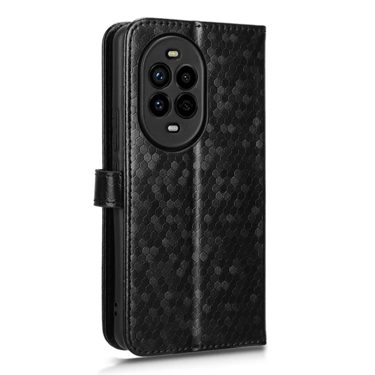 Für Huawei nova 13 Pro 5G Brieftasche Hülle Punktmuster Prägung PU Leder Handyhülle - Schwarz