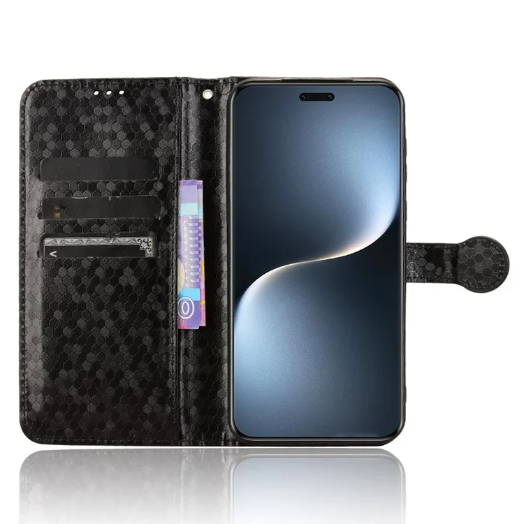 Funda de teléfono de cuero PU con patrón de puntos y cierre de cartera Magic7 Pro 5G For Honor - Negro