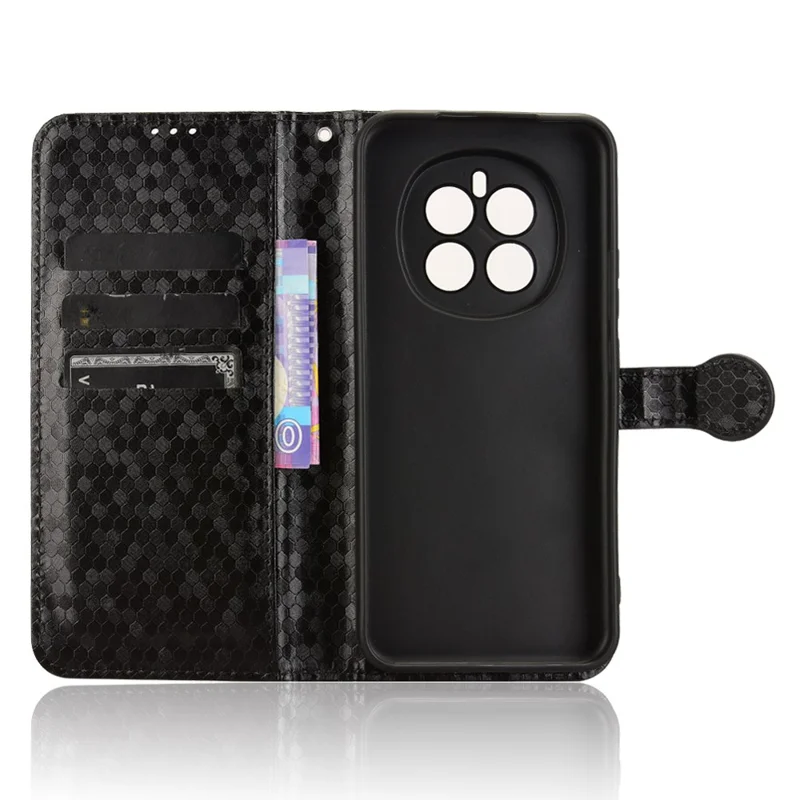 For Honor Magic7 5G Wallet Case Dot Pattern Imprint PU Leather Phone Cover - Black