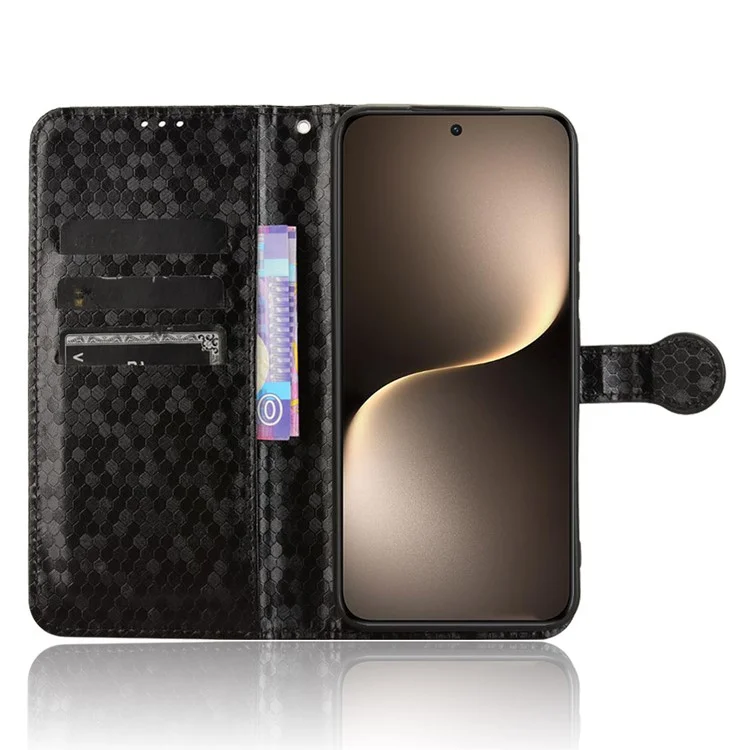 For Honor Magic7 5G Wallet Case Dot Pattern Imprint PU Leather Phone Cover - Black