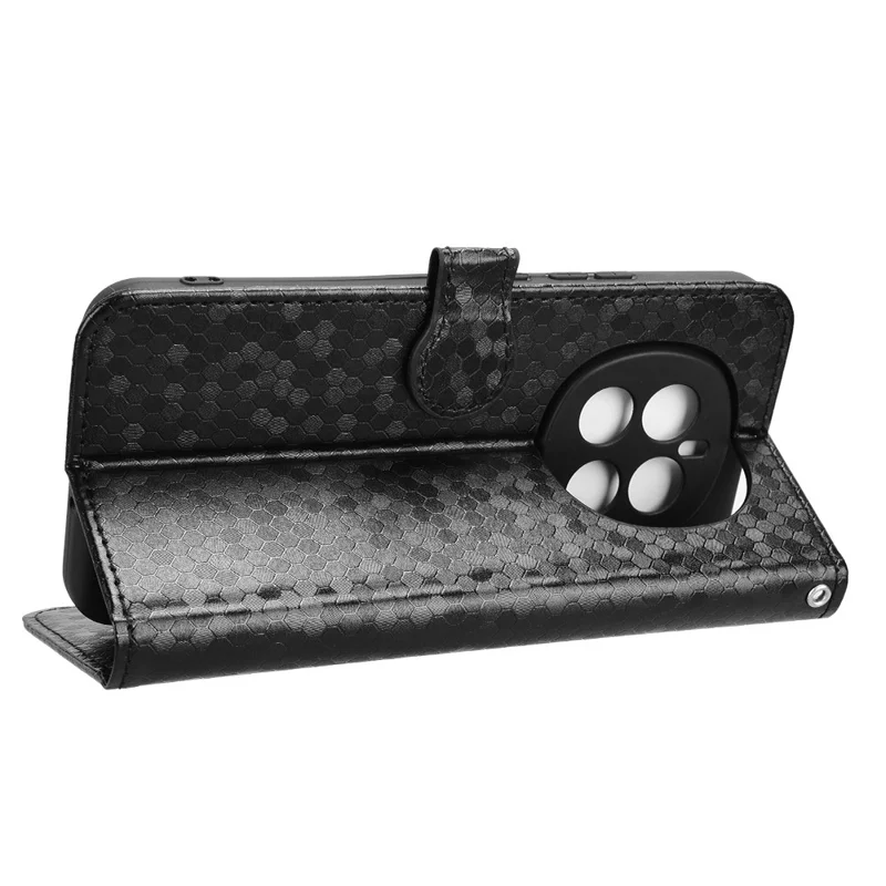 For Honor Magic7 5G Wallet Case Dot Pattern Imprint PU Leather Phone Cover - Black