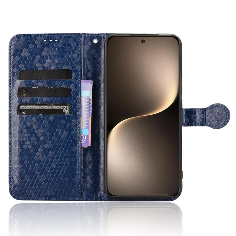 Portemonnee Hoesje voor Honor Magic7 5G met Stipjespatroon, PU Leren Telefoonhoes - Donkerblauw