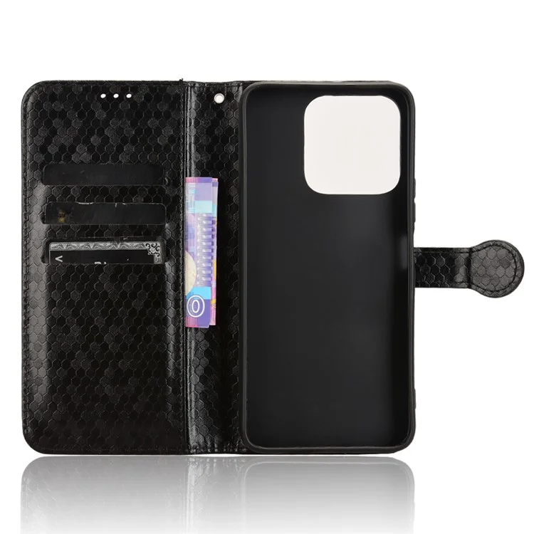 For Honor X5b Plus  /  X5b Wallet Case Dot Pattern Imprint PU Leather Phone Cover - Black
