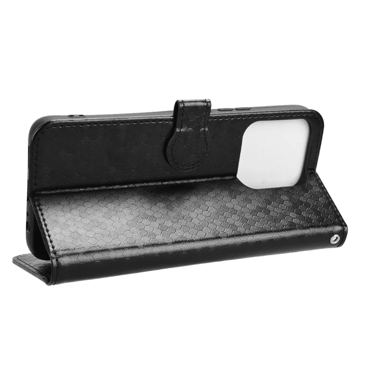 For Honor X5b Plus  /  X5b Wallet Case Dot Pattern Imprint PU Leather Phone Cover - Black