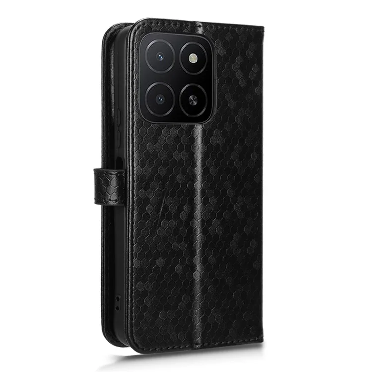 For Honor X5b Plus  /  X5b Wallet Case Dot Pattern Imprint PU Leather Phone Cover - Black