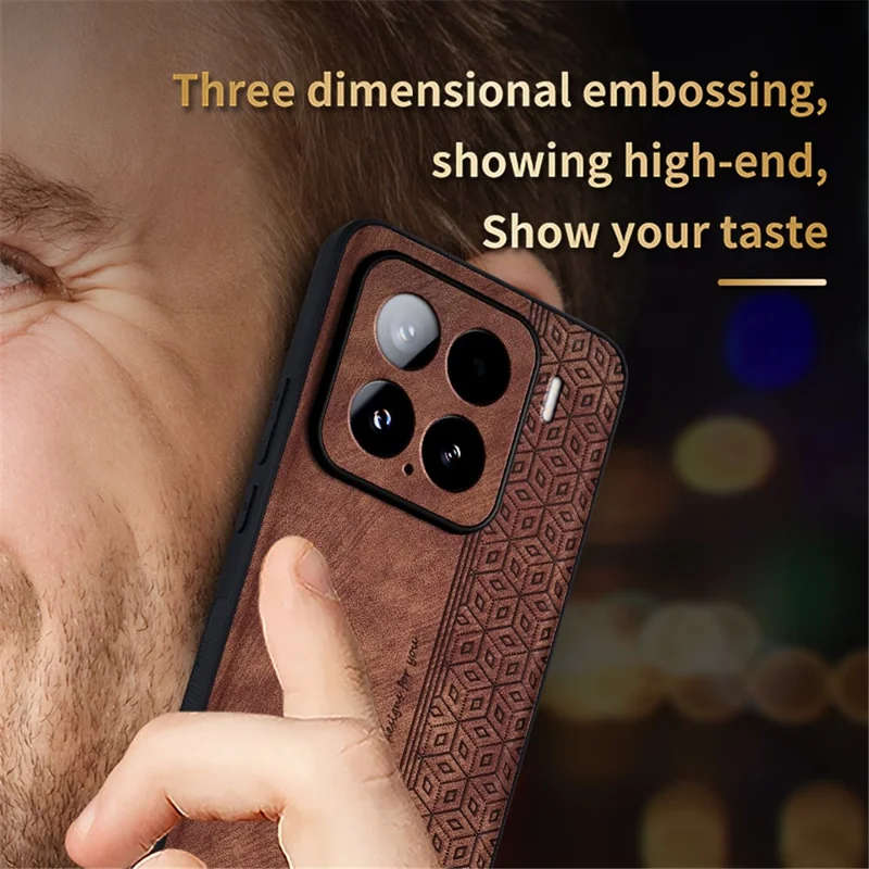 AZNS For Xiaomi 15 Case Protective PU Leather Covered TPU Phone Shell - Brown