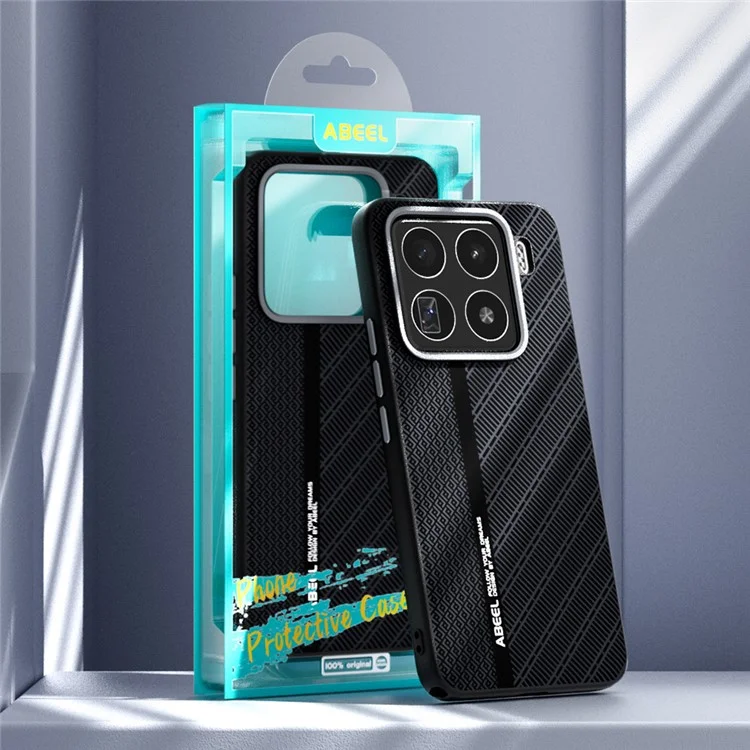 Custodia per Xiaomi 15 Pro ABEEL in PC + TPU + lega di alluminio + pelle PU compatibile con MagSafe - Texture 3