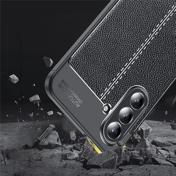 Étui pour Samsung Galaxy A36 5G, texture de litchi TPU flexible, noir