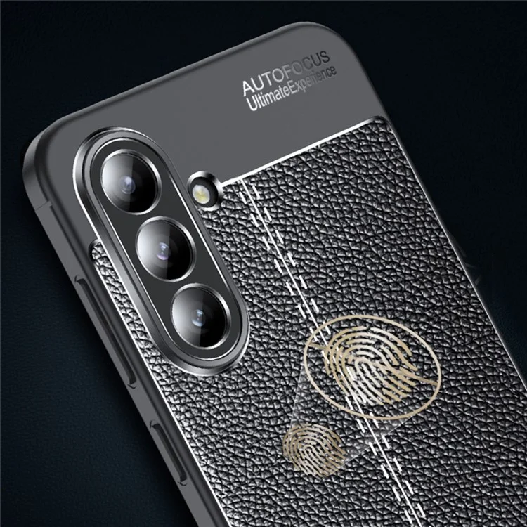 Étui pour Samsung Galaxy A36 5G, texture de litchi TPU flexible, noir