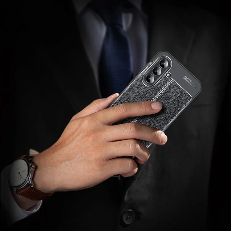 Étui pour Samsung Galaxy A36 5G, texture de litchi TPU flexible, noir