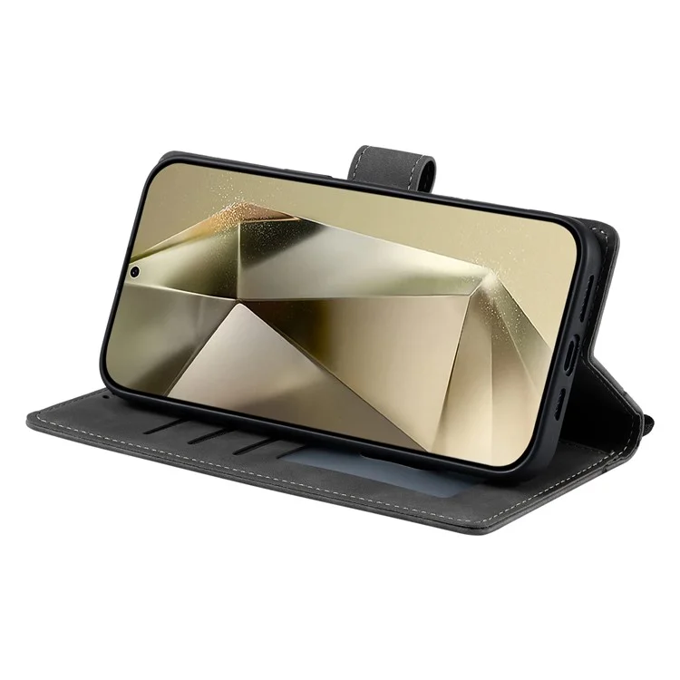 Estilo 018 para Samsung Galaxy A15 5G / 4G Capa Impressa Totem Pele Sensação Carteira Couro Capa de Telefone - Cinza