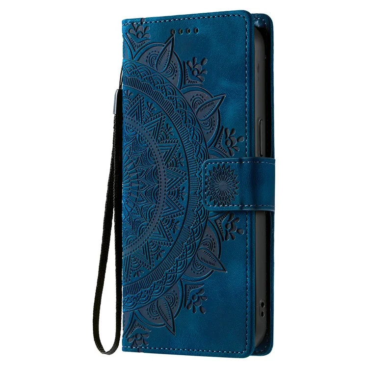 Style 018 für Xiaomi 15 Hülle, geprägtes Totem-Skin-Gefühl, Leder-Telefon-Cover - Blau