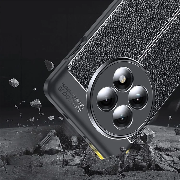 For OnePlus 13 Case Litchi Texture TPU Flexible Phone Cover, Black