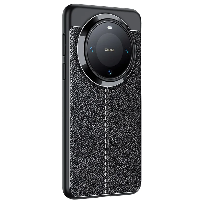 Coque pour Huawei Mate 70, texture de litchi en TPU flexible, noire