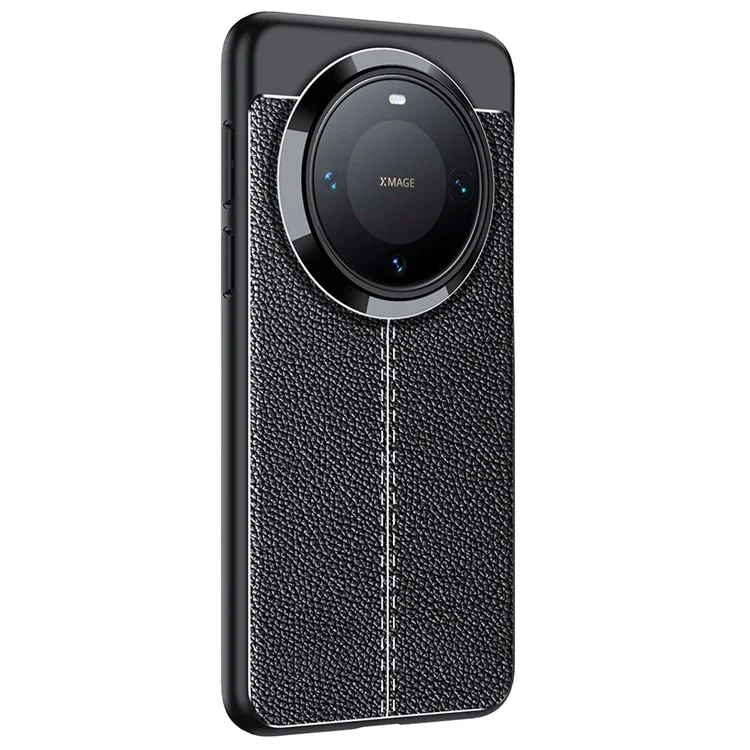 Coque pour Huawei Mate 70 Pro, texture de litchi en TPU souple, noire