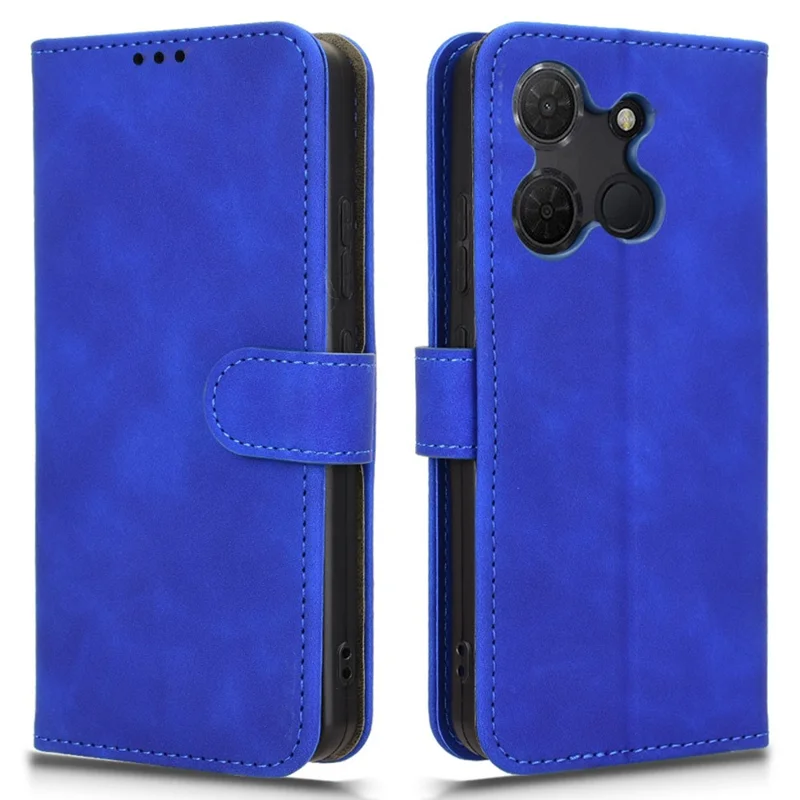 For TCL 503 Leather Case Skin-Feel Anti-Drop Wallet Flip Phone Cover - Blue